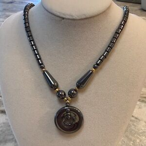 Sophisticated Hematite and Gold Necklace